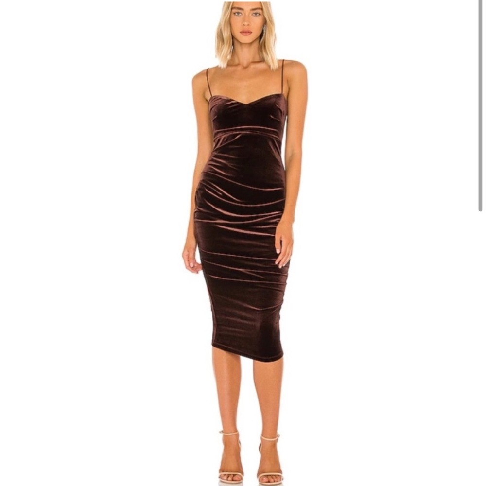 Nookie XS Chocolate Velvet Midi Dress